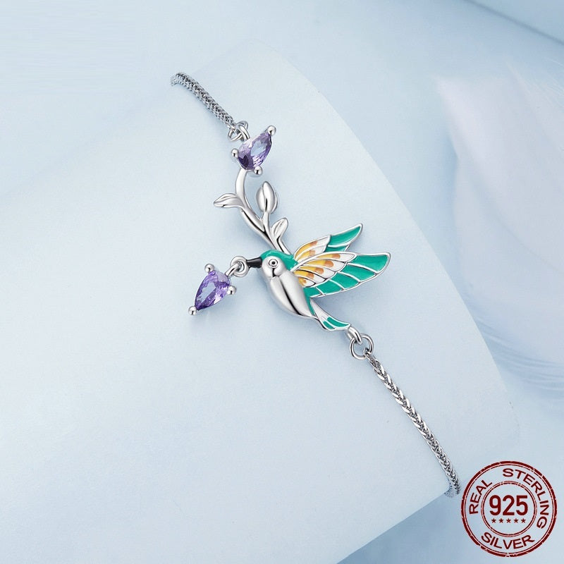 Mori Style Special Interest Light Wind Bird 925 Silver Bracelet