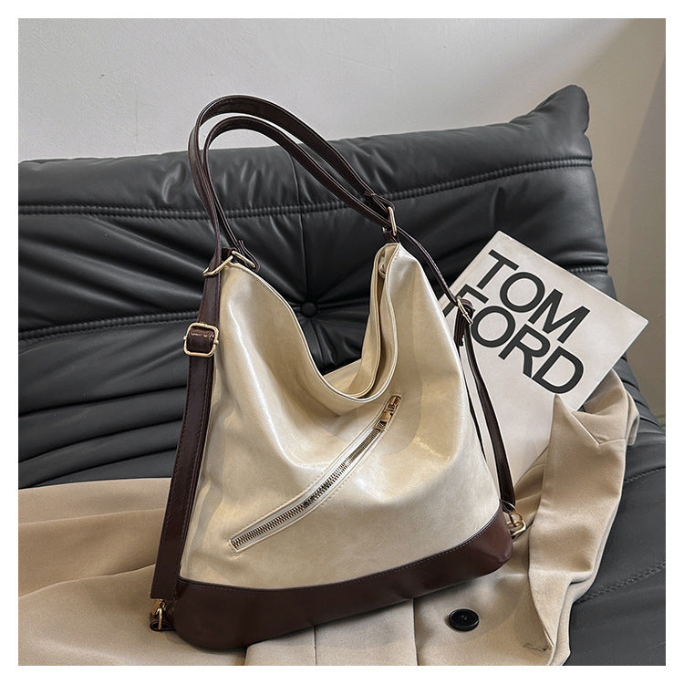 Two Function BackPack & Shoulder Bag Retro Commuter Texture Large Capacity Korean Style
