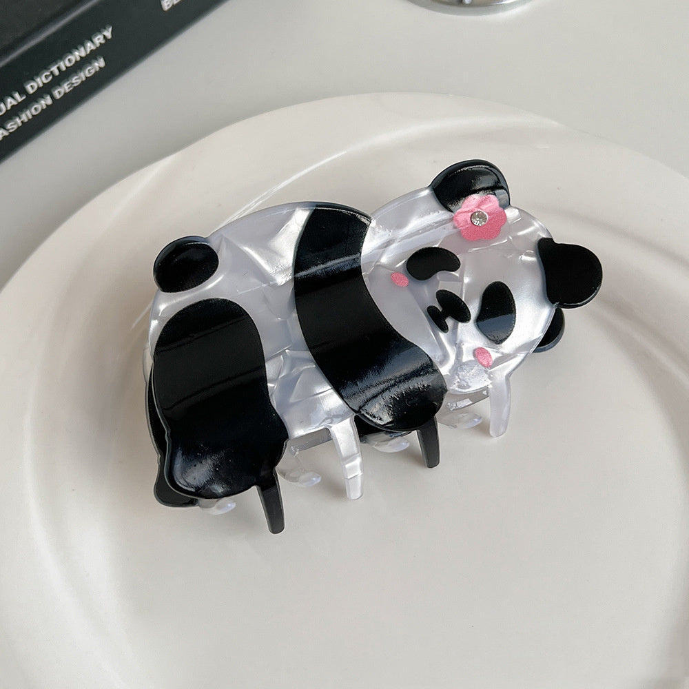 Cartoon Panda Acetate Grip Cute Animal Hair Claws