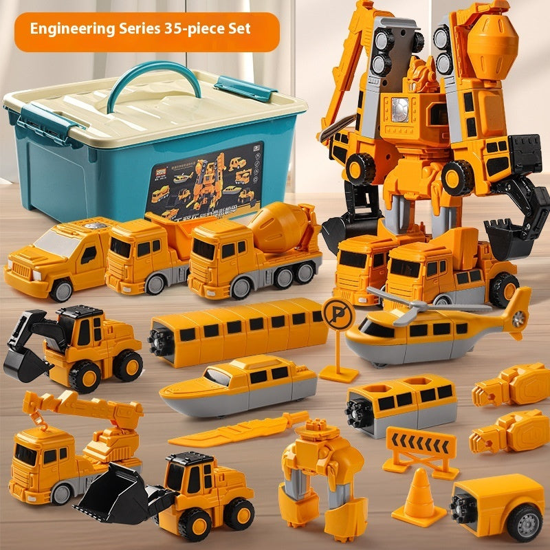 Magnetic Deformation Transformer Engineering Car Children's Toy