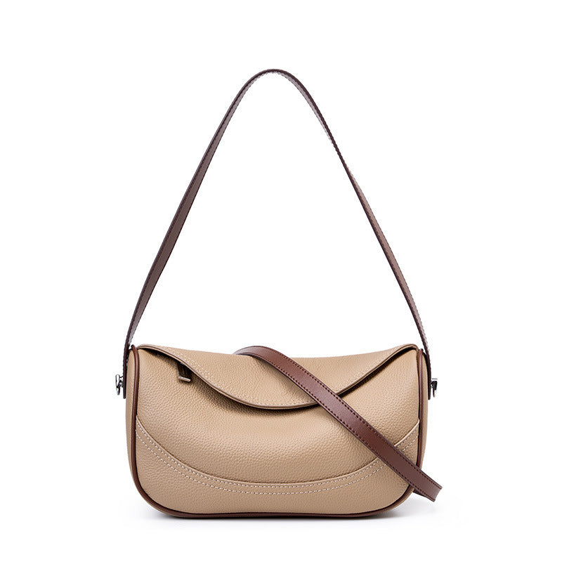 Women's First Layer Cow Leather Wide Shoulder Strap Shoulder Messenger Bag