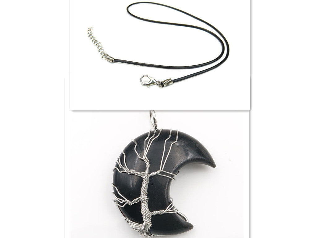 Handmade Necklace Jewelry Moon Natural Crystal Stone