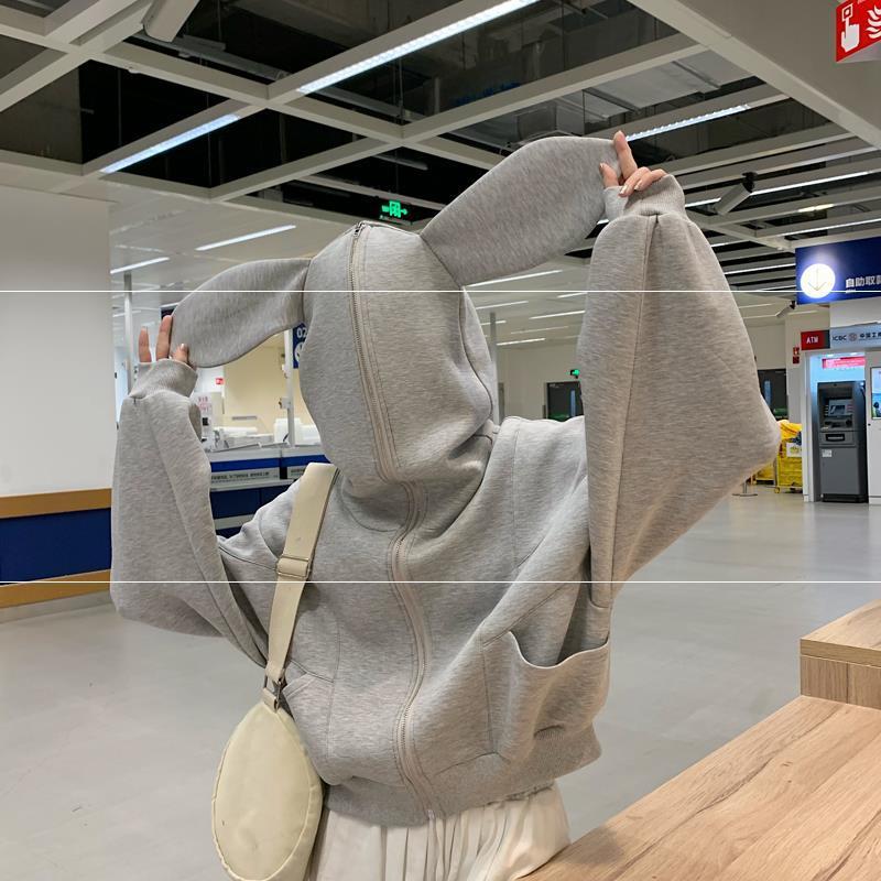Ohr Kapuzenmäntel Top Frauen süße kurze Hoodie