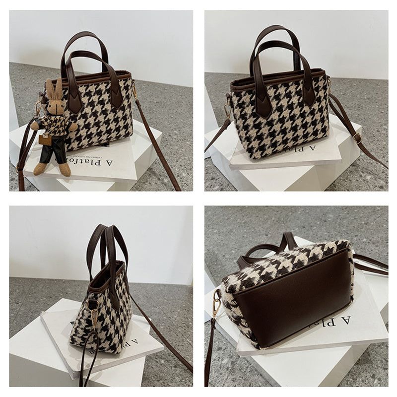 Mode Hahnentritt-Schultertaschen Tragbare Schachbrett-Handtaschen Allgleiches Umhängetasche Damen Totes