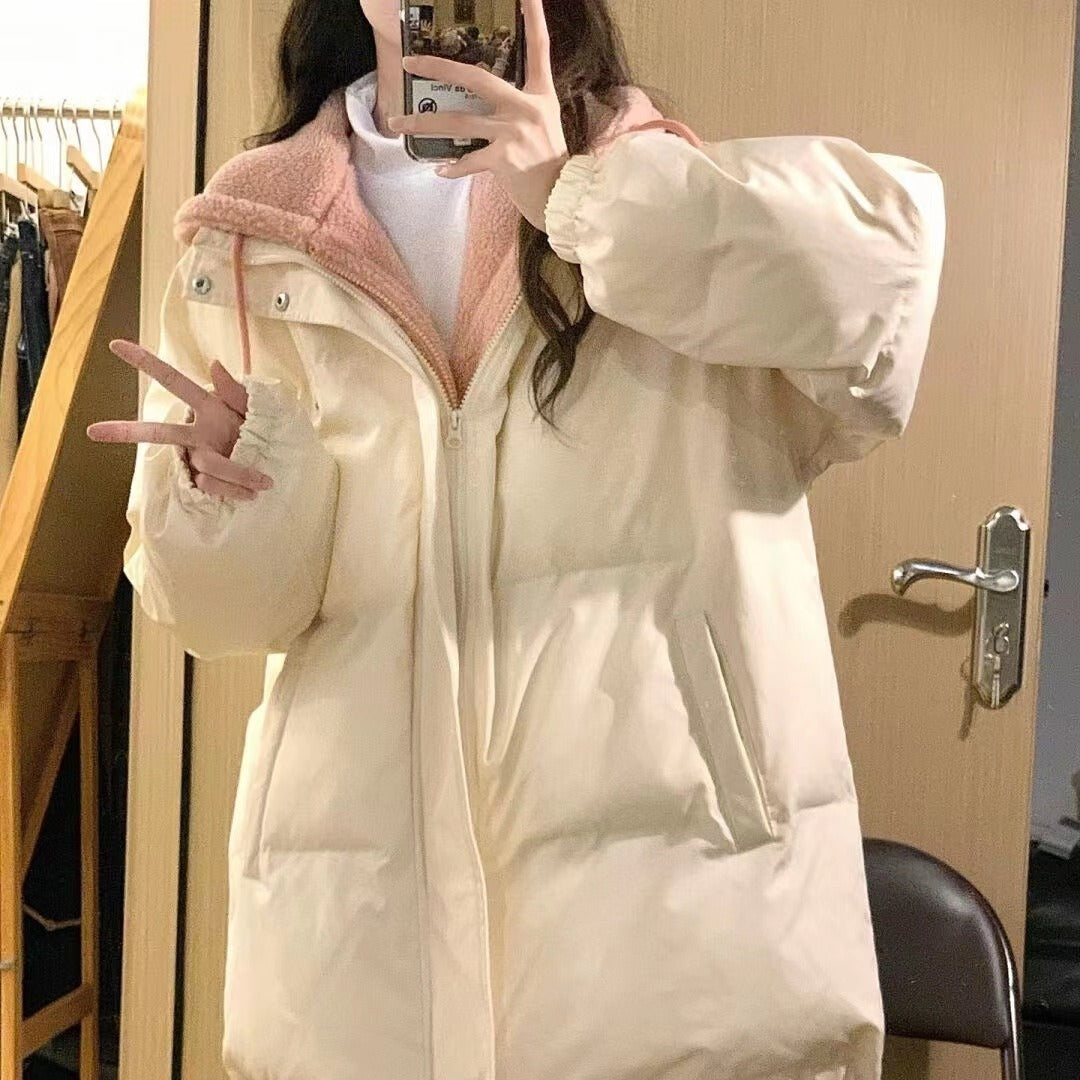 Gefälschte Zweiteiler Stil Mäntel Damen Lose Verdickt Warm Stepp Jackey