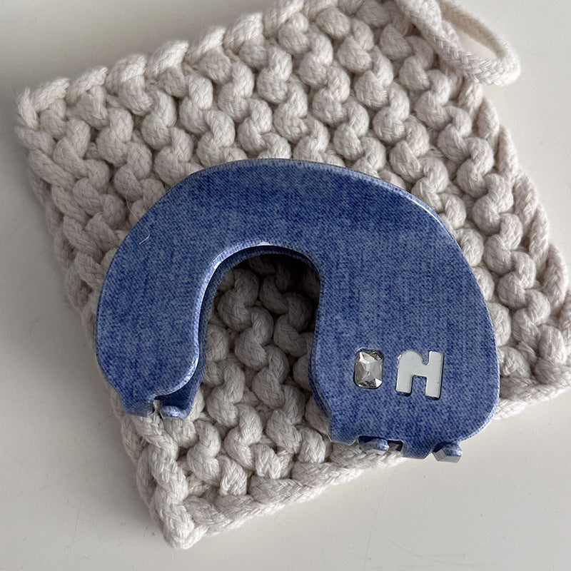 Blue Denim Jeans Style Acetate Hair Simple Shark Claw