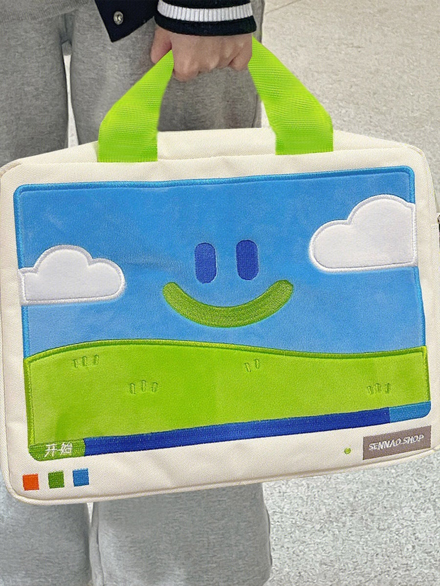 Large Capacity Splicing Computer Pattern Notebook Handbag