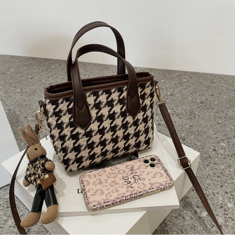 Mode Hahnentritt-Schultertaschen Tragbare Schachbrett-Handtaschen Allgleiches Umhängetasche Damen Totes