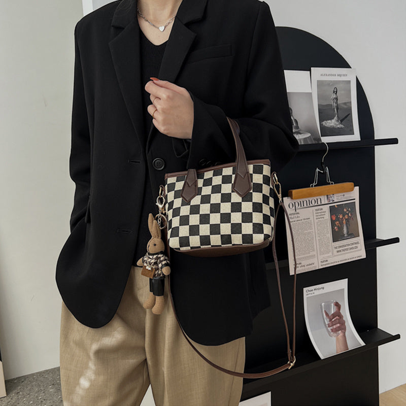 Mode Hahnentritt-Schultertaschen Tragbare Schachbrett-Handtaschen Allgleiches Umhängetasche Damen Totes