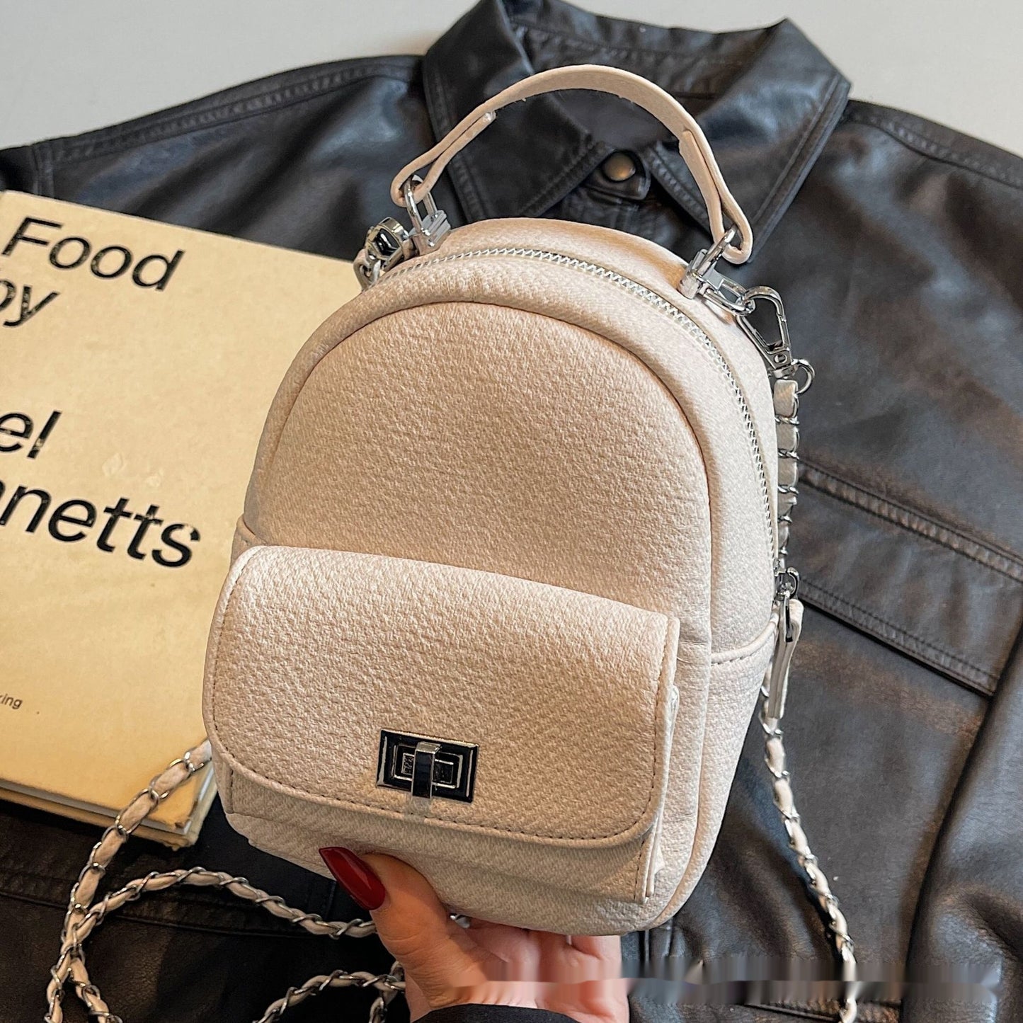 Korean Style Solid Color High-end British Casual Backpack