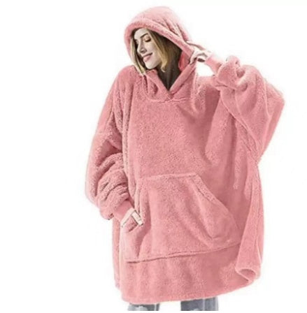 Big Pocket Tops Sweater Comfortable Loose Double-Sided Fleece Thicker Wearable Blanket