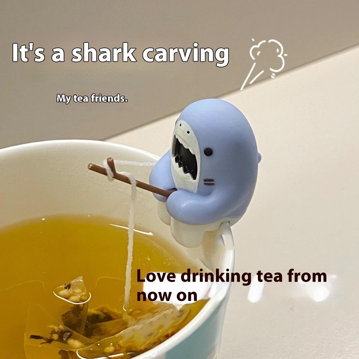 Shark Fishing Tea Infuser Cup Edge Hanging Cartoon Animals Shape Style