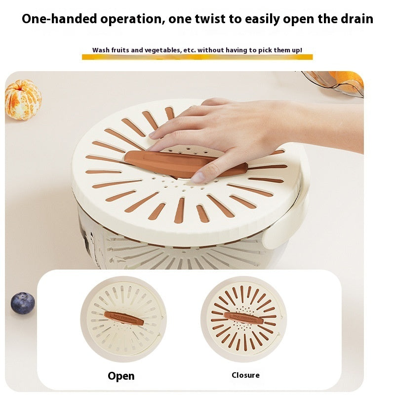 Fruit & Vegetable Washing Bowl Foldable Handle Cleaning Colander