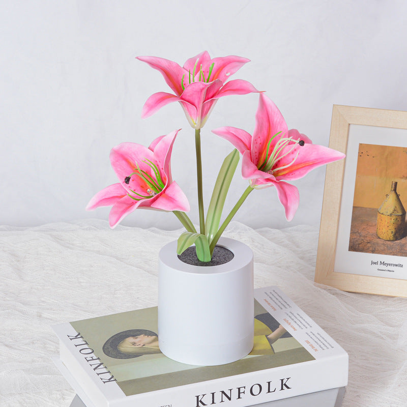 Rechargeable Led Lily Flower Pot Lamp