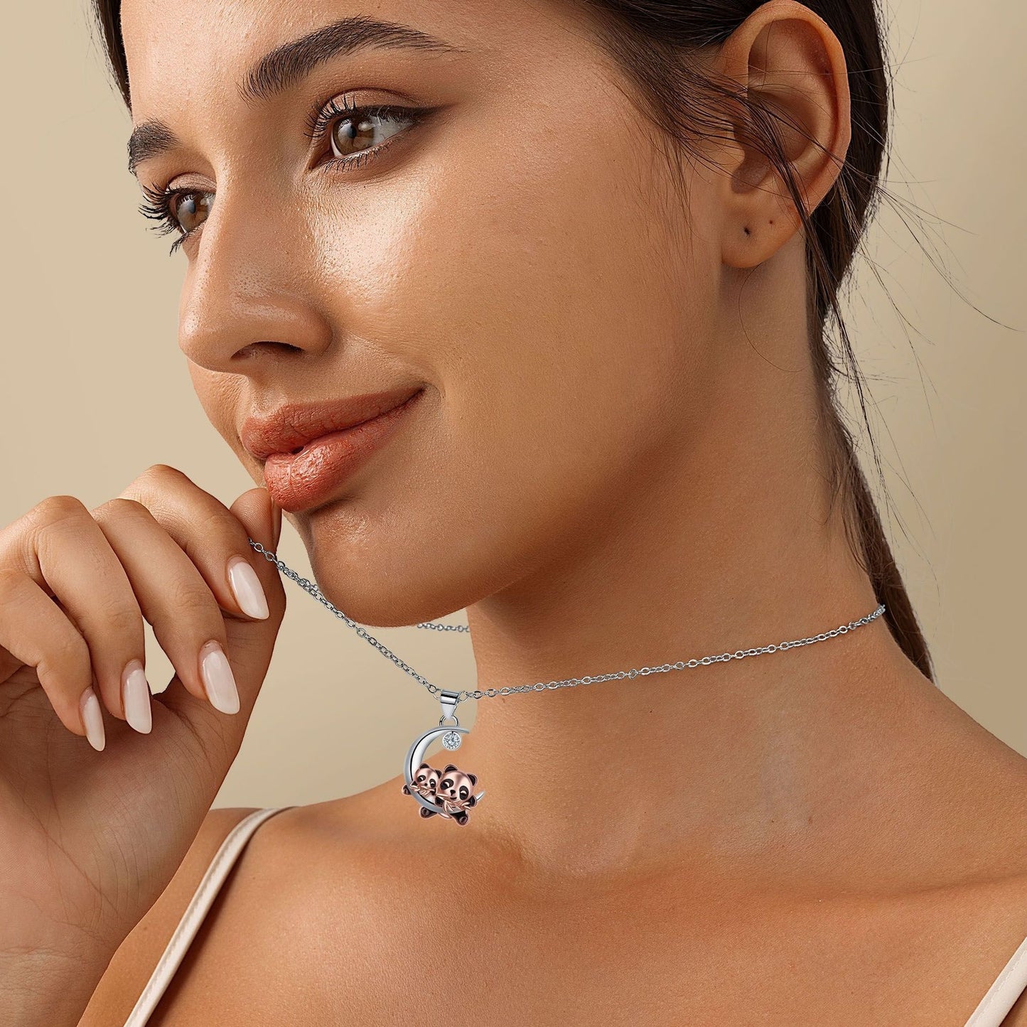 Moon Panda Clavicle Chain Cute National Treasure Necklace