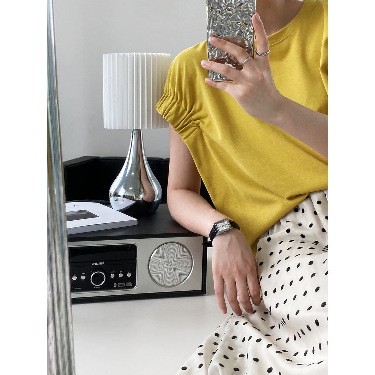 Skimpy Sleeves And Pleated T-shirt