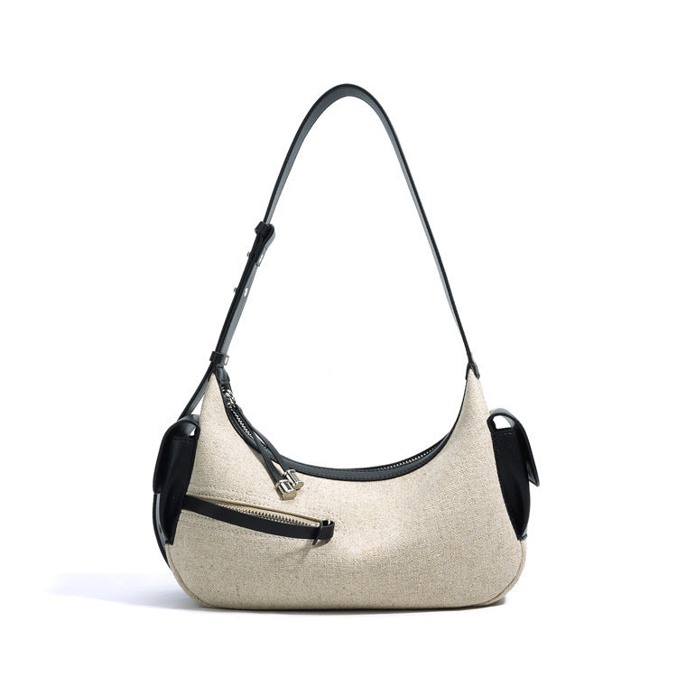 Damen-Handtasche aus zweilagigem Rindsleder im Baumwolldesign mit besonderem Interesse