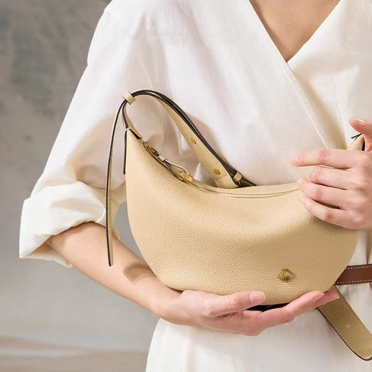 Soft Boat Vegan Leather Horn Shoulder Crossbody Bag