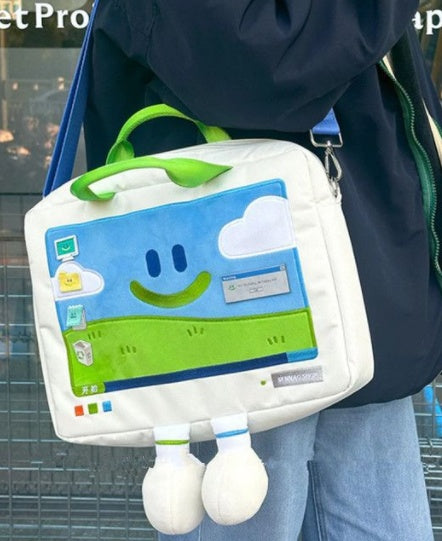 Large Capacity Splicing Computer Pattern Notebook Handbag