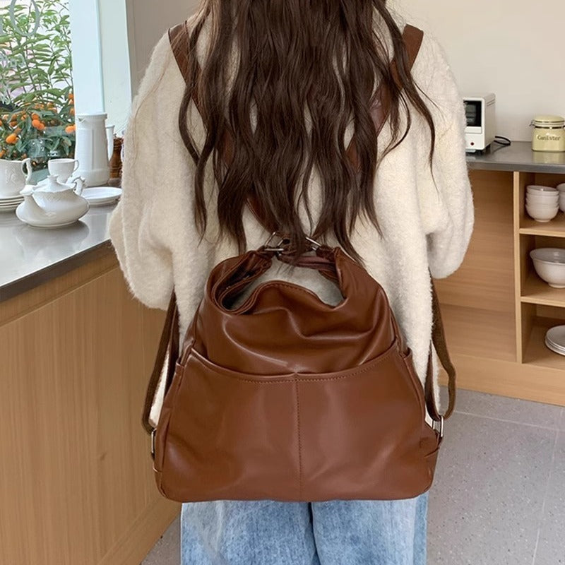 New Soft Leather Three-purpose Multifunctional Backpack & Shoulder Bag