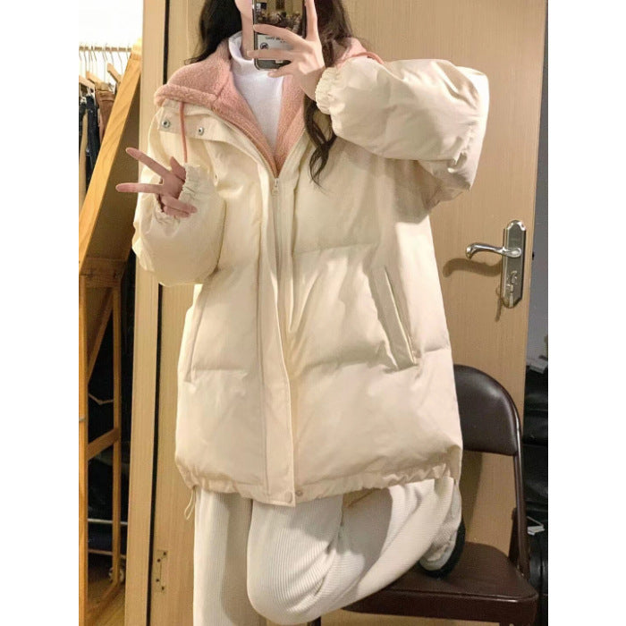 Gefälschte Zweiteiler Stil Mäntel Damen Lose Verdickt Warm Stepp Jackey