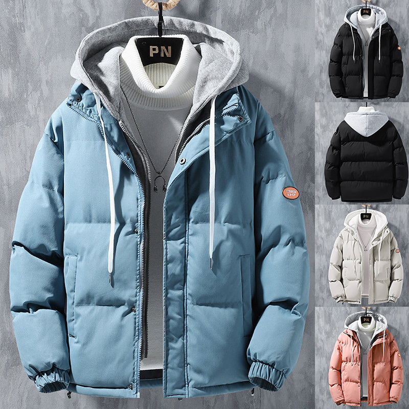 Modische, winddichte, verdickte Kapuzenjacke aus Baumwolle mit fester Freizeitsportjacke
