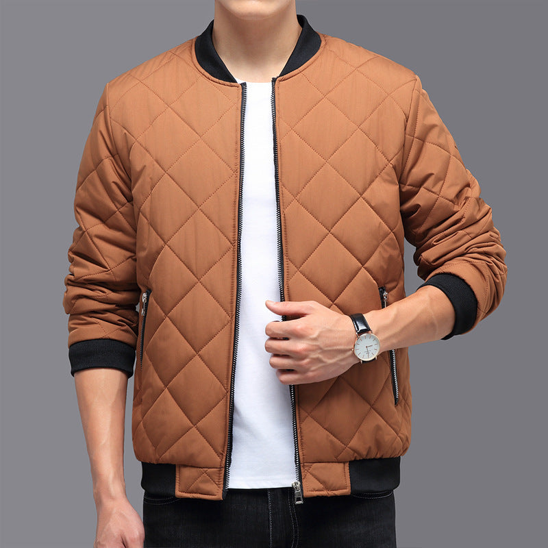 Modische Baumwolljacke mit rhombischem Nähdesign