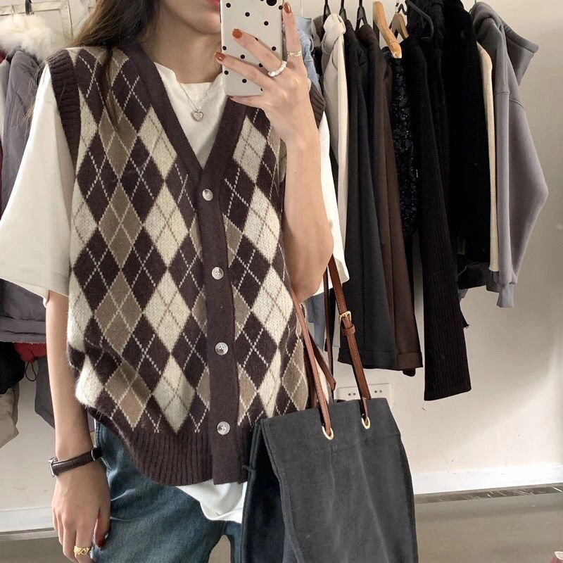 Modische Strickjacke mit Rautenmuster für Damen