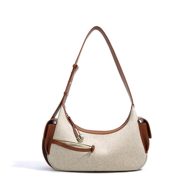 Damen-Handtasche aus zweilagigem Rindsleder im Baumwolldesign mit besonderem Interesse