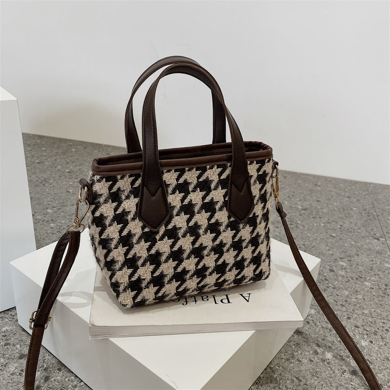 Mode Hahnentritt-Schultertaschen Tragbare Schachbrett-Handtaschen Allgleiches Umhängetasche Damen Totes