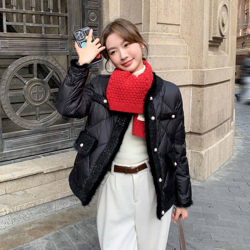 High-grade Short Quilted Mink Fur Classic Style Down Women's Coat