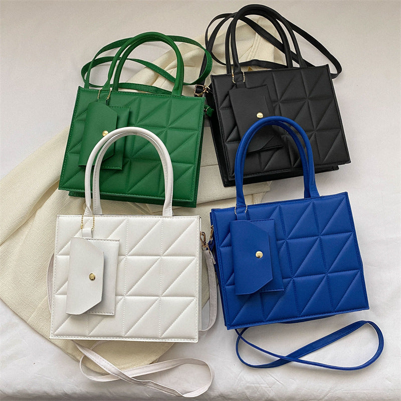 Plaid Shoulder With Small Wallet Simple Elegant Portable Square Handbag