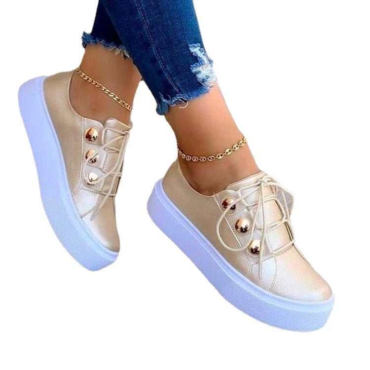 Lace-up Flats Women Rivet Casual Sneakers