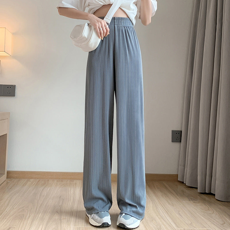 ゆったりストレートカジュアルアイスシルクワイドレッグパンツレディース