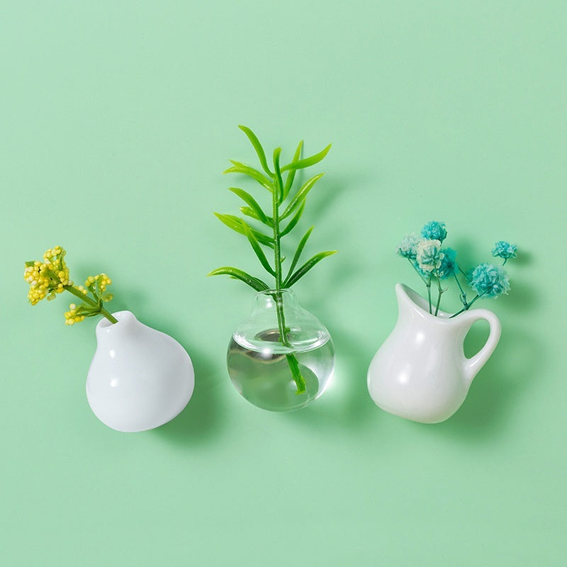 Magnetic Three-dimensional Decoration Refrigerator Sticker And Magnet Ceramic Mini Vases