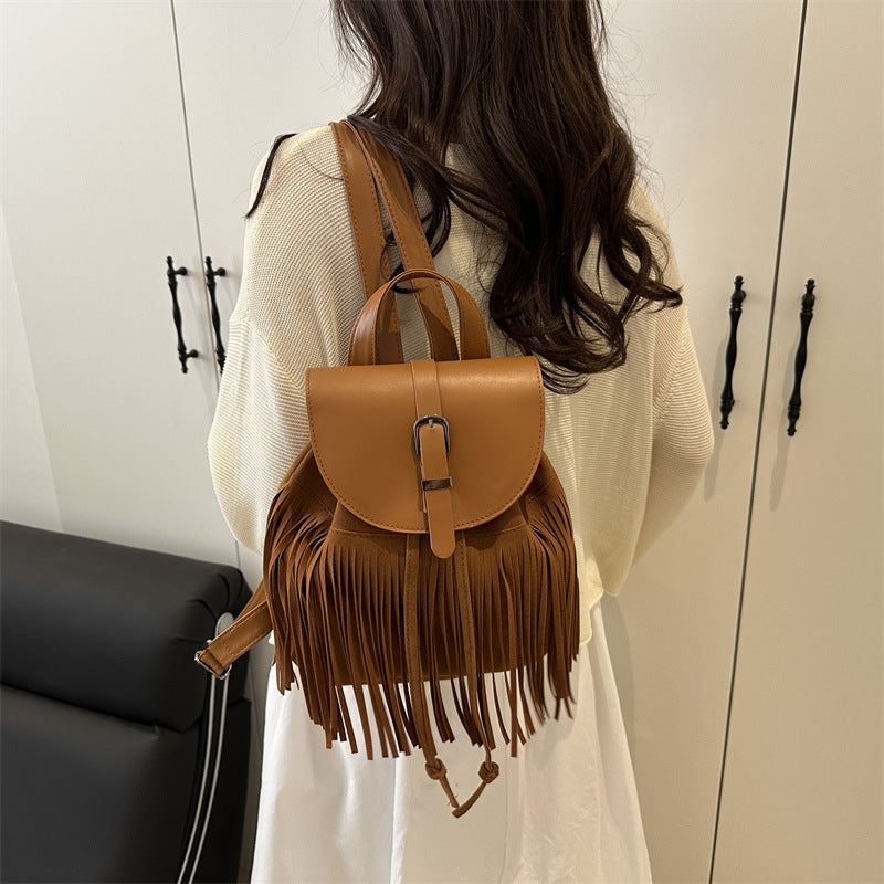 Retro Bohemian Style Tassel Backpack Bag For Women