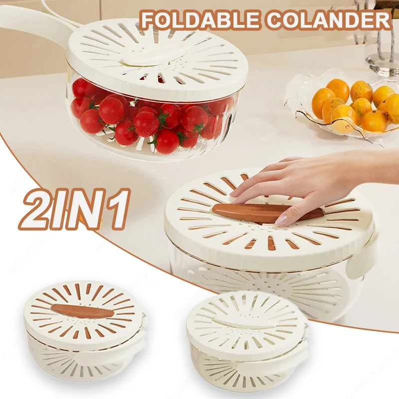 Fruit & Vegetable Washing Bowl Foldable Handle Cleaning Colander