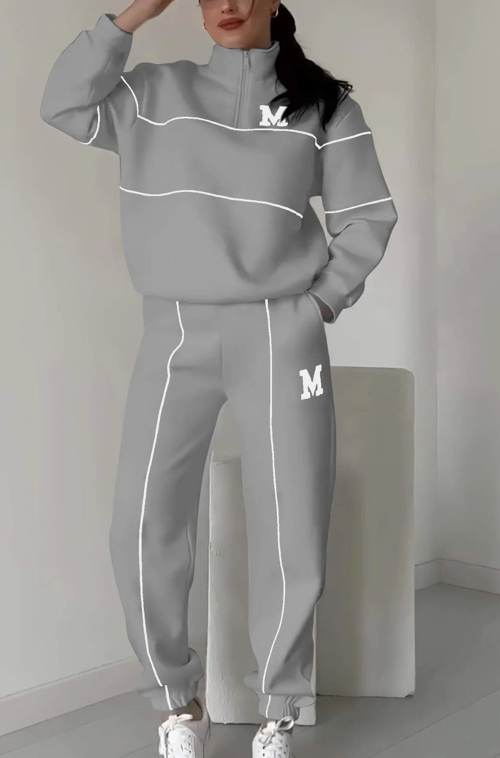 2 Piece Outfits Lounge Hoodless Pullover Sweatshirt Sweat suit Set With Pockets