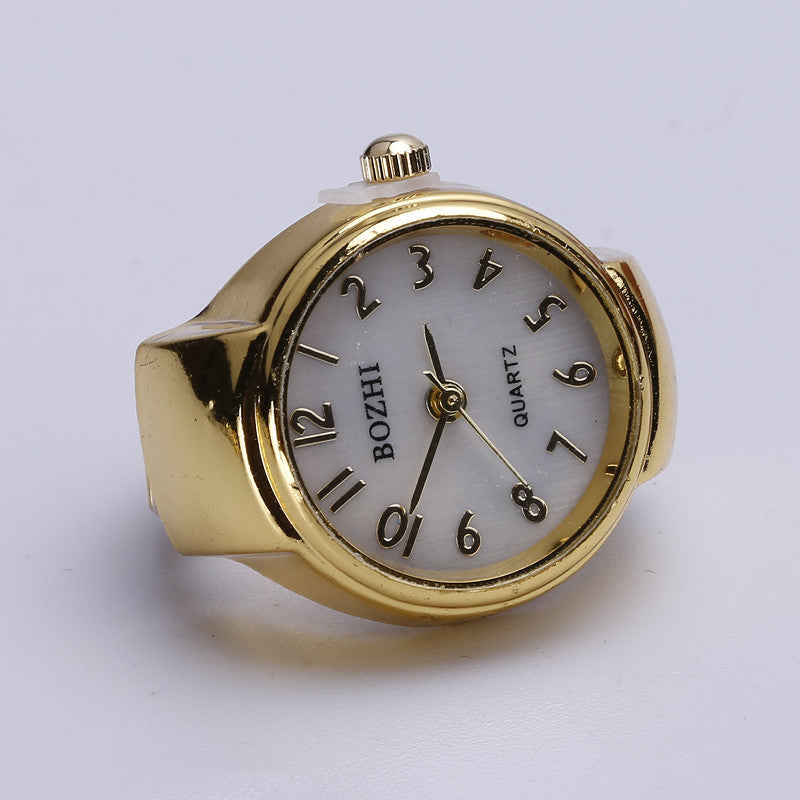 Gold Weißer Hintergrund Digital Fashion Disc Ring Uhr