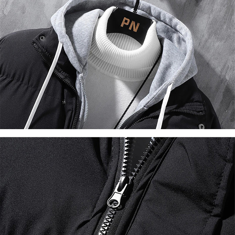 Modische, winddichte, verdickte Kapuzenjacke aus Baumwolle mit fester Freizeitsportjacke