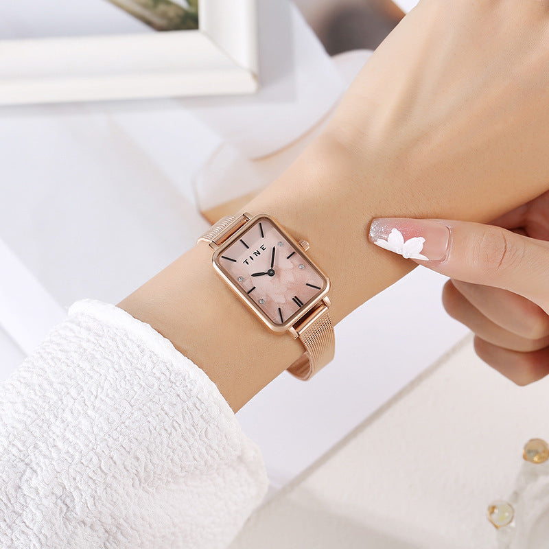 High-Grade Square Ins Style Student Steel Belt Watch