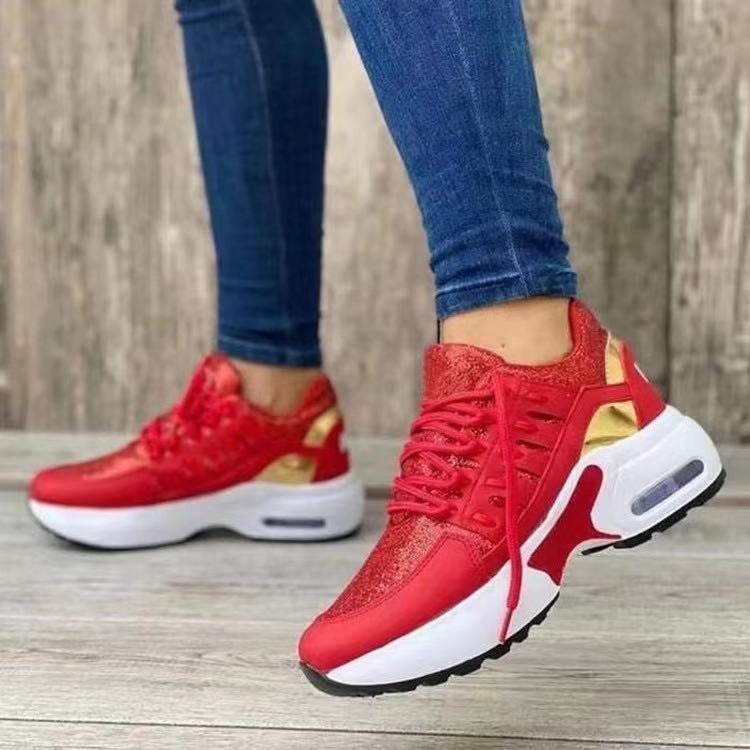 Lace Up Women Wedge Heel Running Shoes