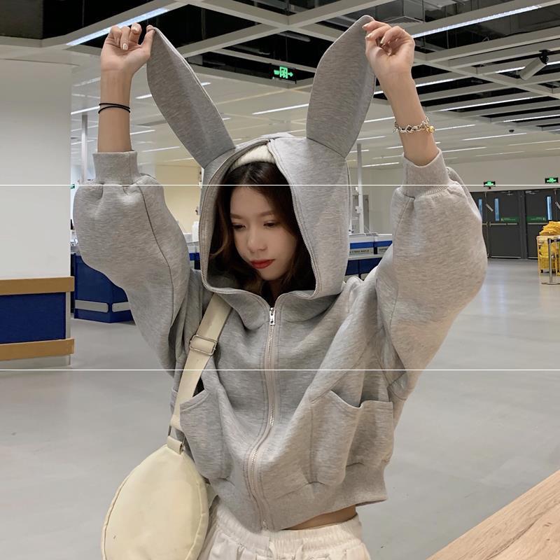 Ohr Kapuzenmäntel Top Frauen süße kurze Hoodie