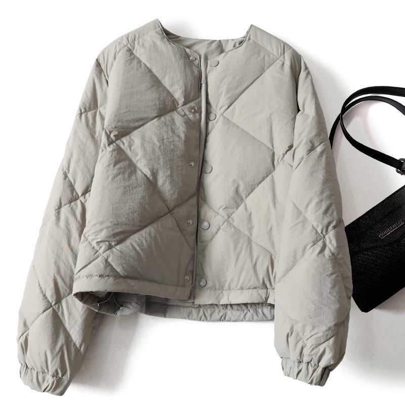 Gray Lattice Women Short Cotton Jacket