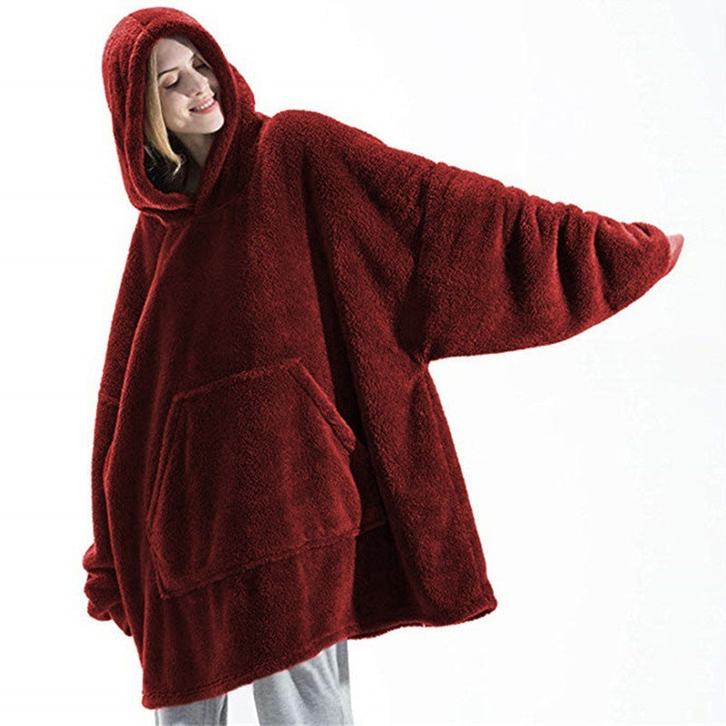 Big Pocket Tops Sweater Comfortable Loose Double-Sided Fleece Thicker Wearable Blanket