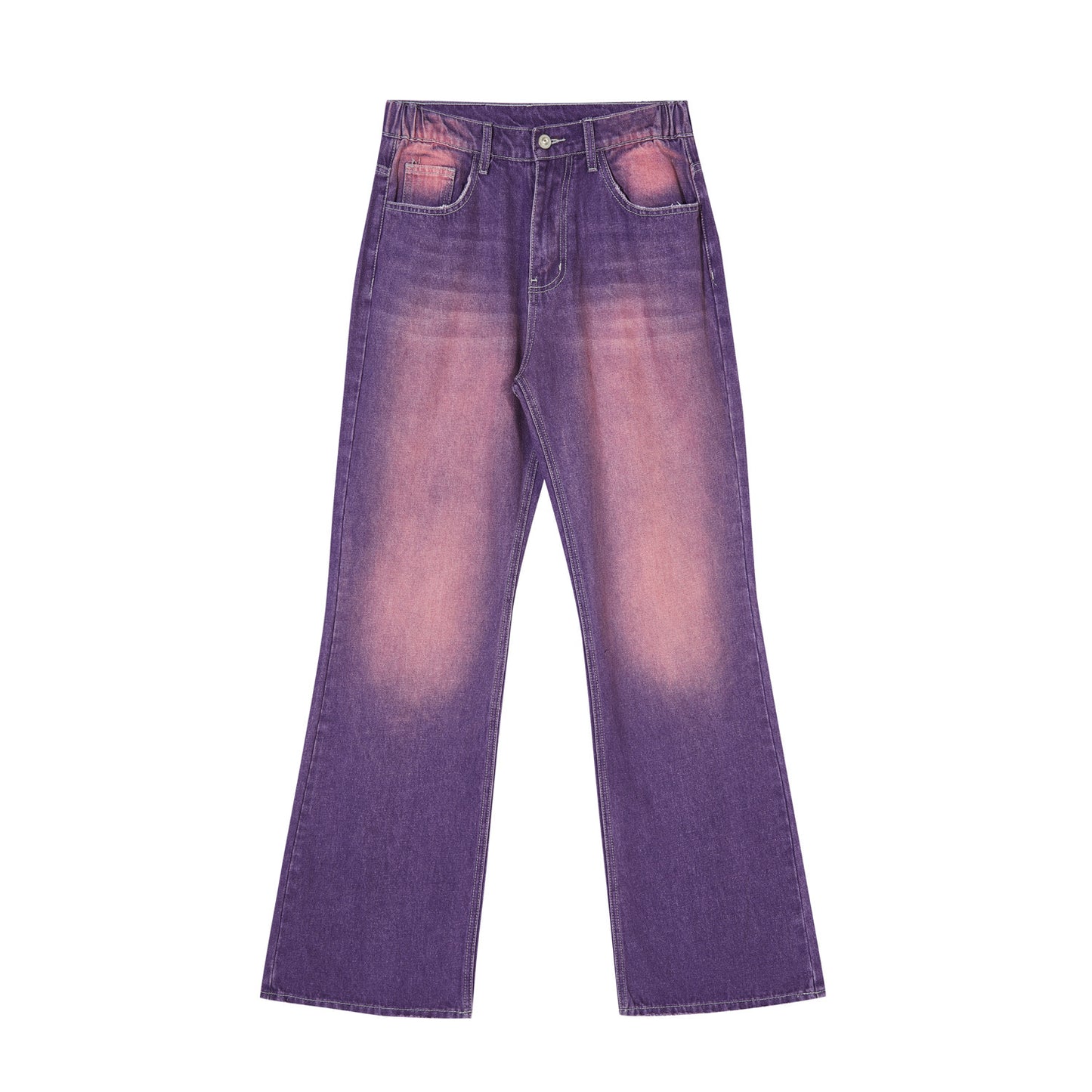 Street Washed Distressed Leg White Purple Color Jeans