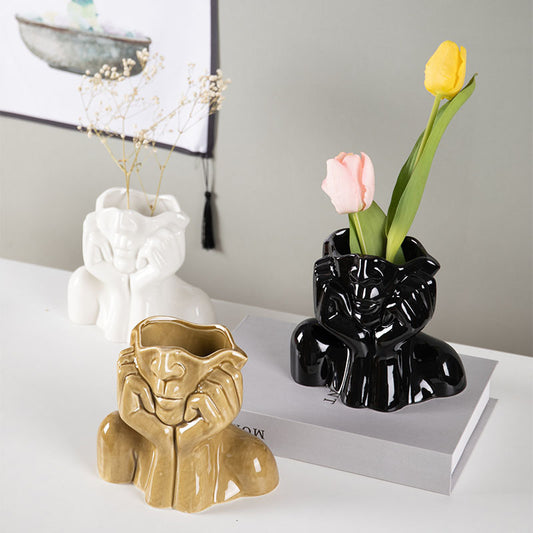 Home Decor Ceramic sculpture Crafts Flower Vase