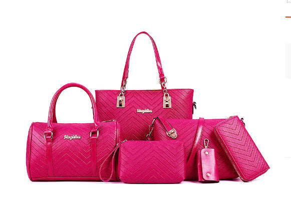 Fashionable And Trendy Embossed Six Piece Bags Set Offer