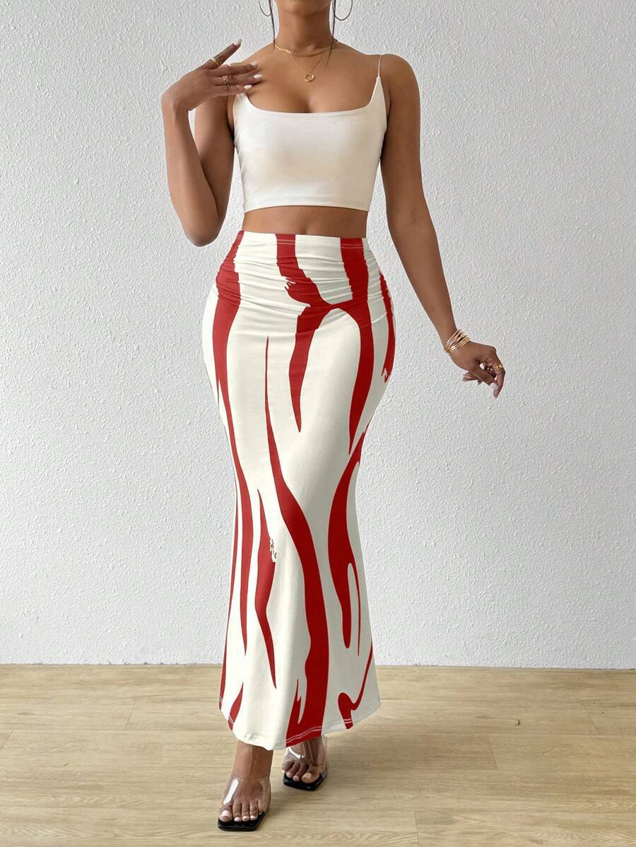 Zebra Pattern Tight Fitting High Waisted Fish Tail Fashion Skirt