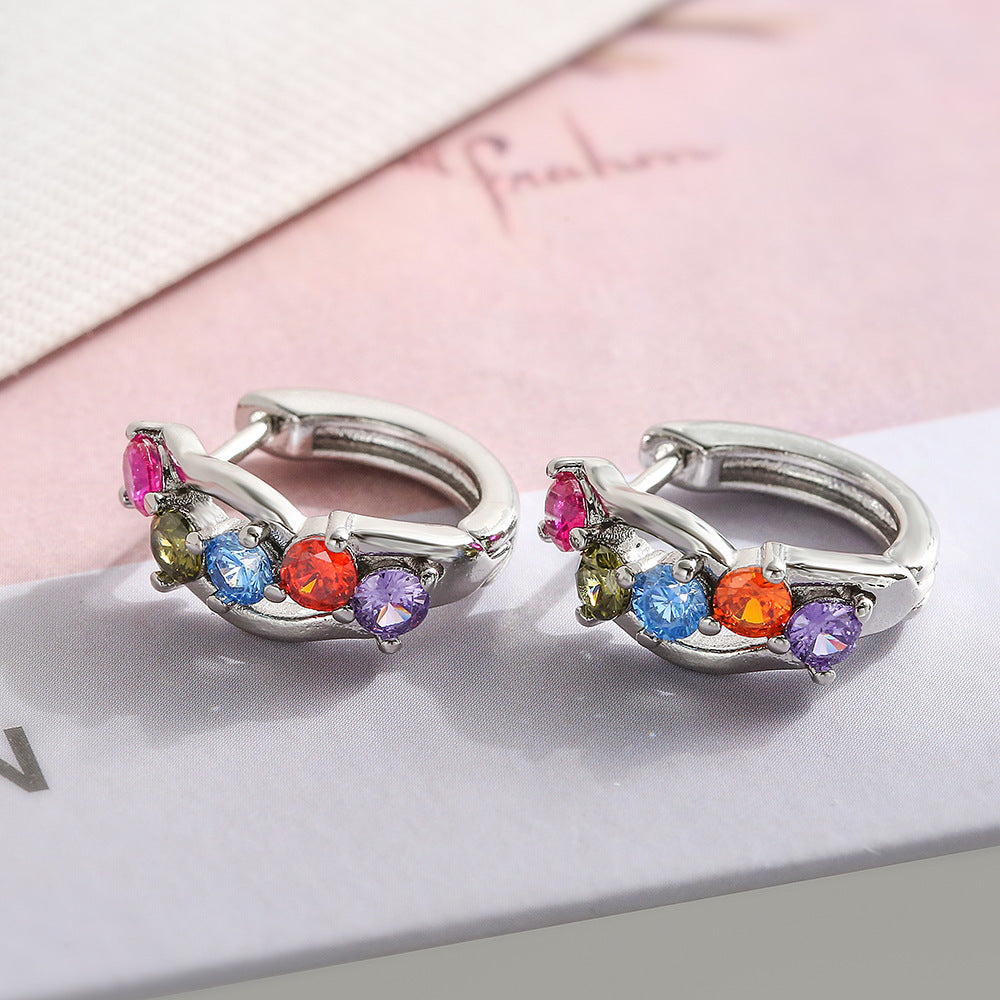 18K Gold Zircon Vintage Circle Earrings